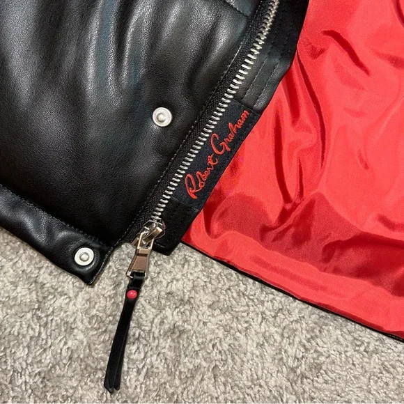 NWT Robert Graham Men’s Faux Leather Puffer Coat Jacket - Picture 13 of 15